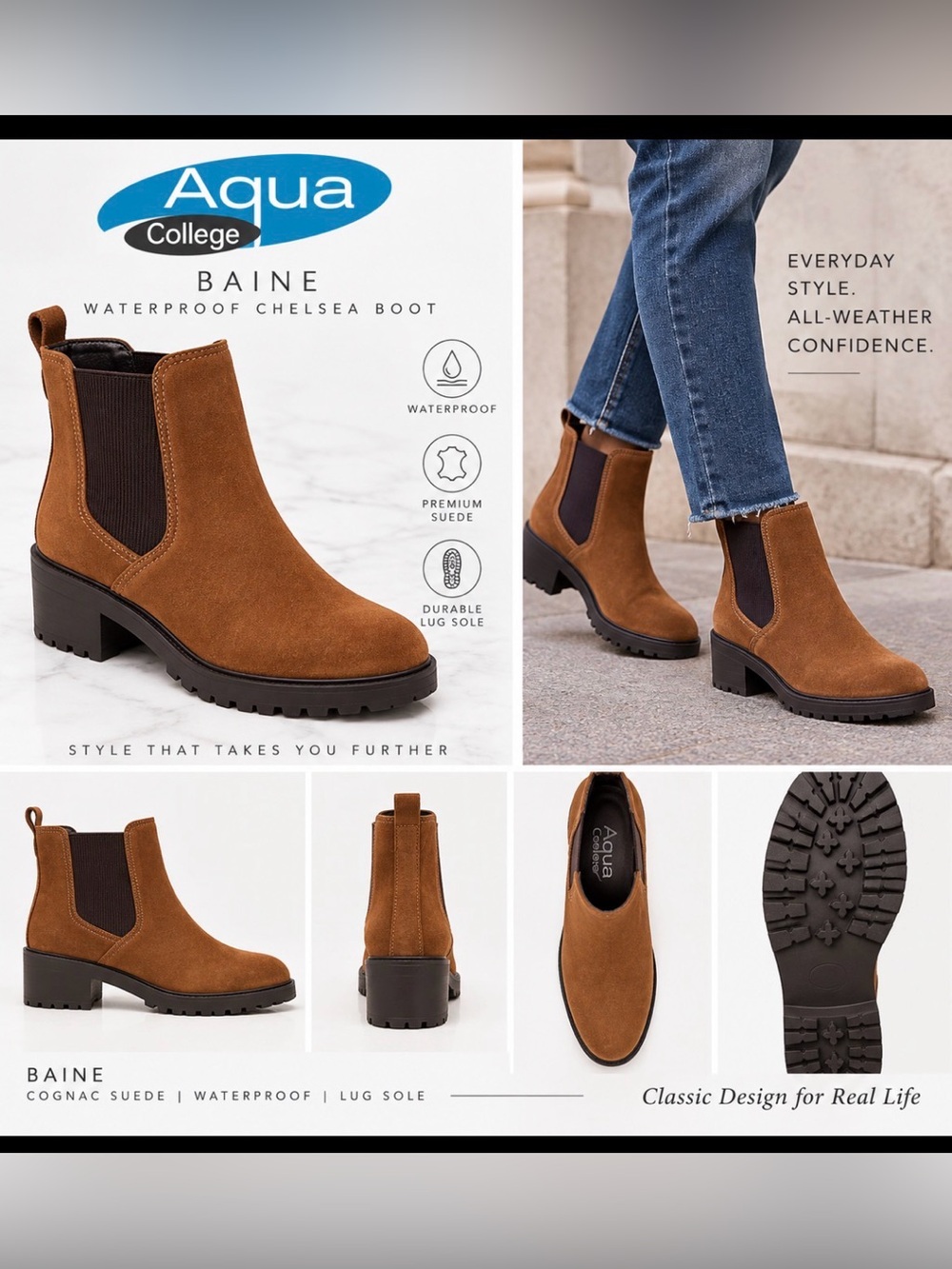 Aqua Baine Women’s Chelsea Ankle Boots — Brown Suede